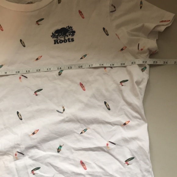 Roots all over surf print T-shirt unisex XL white - Picture 6 of 9